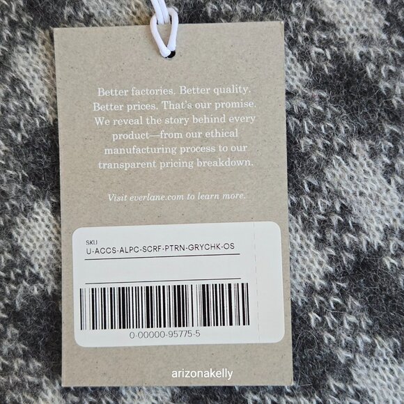 NWT Everlane Alpaca Patterned Scarf Grey Check Knit - Picture 4 of 9